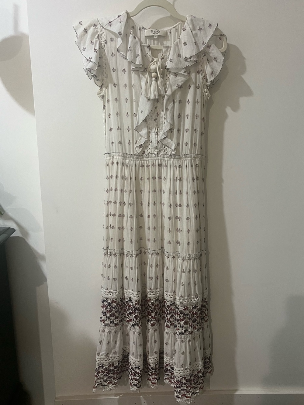 Sea New York Cream Maxi Dress with Brown Floral Border - Picture 2 of 6